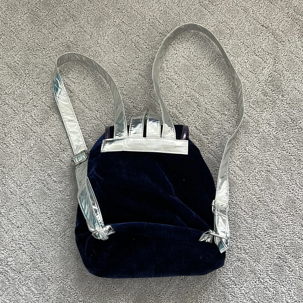 To the sky blue velvet backpack